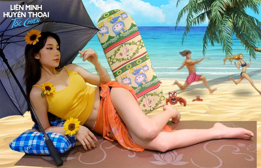 LMHT: Mina Young khiến fan sửng sốt với Cosplay Leona Tiệc Bãi Biển