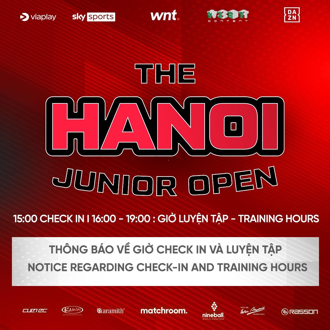 Thông tin giờ check in và luyện tập của Hanoi Junior Open 2023