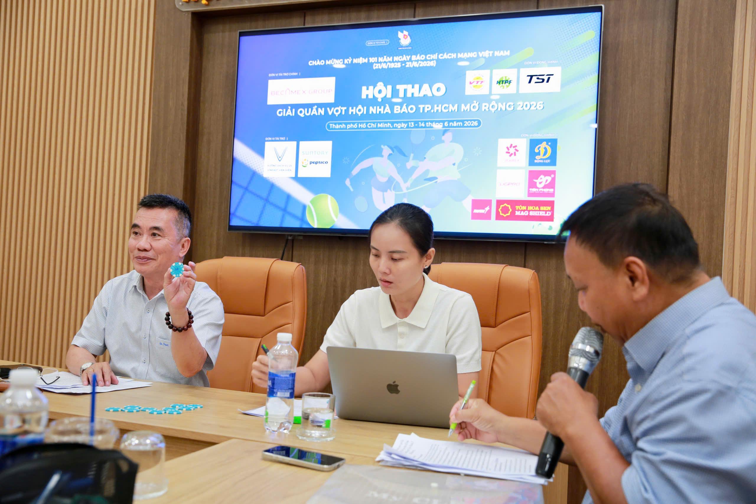 18 đơn vị góp mặt tại giải quần vợt Hội Nhà báo TP.HCM mở rộng 2026