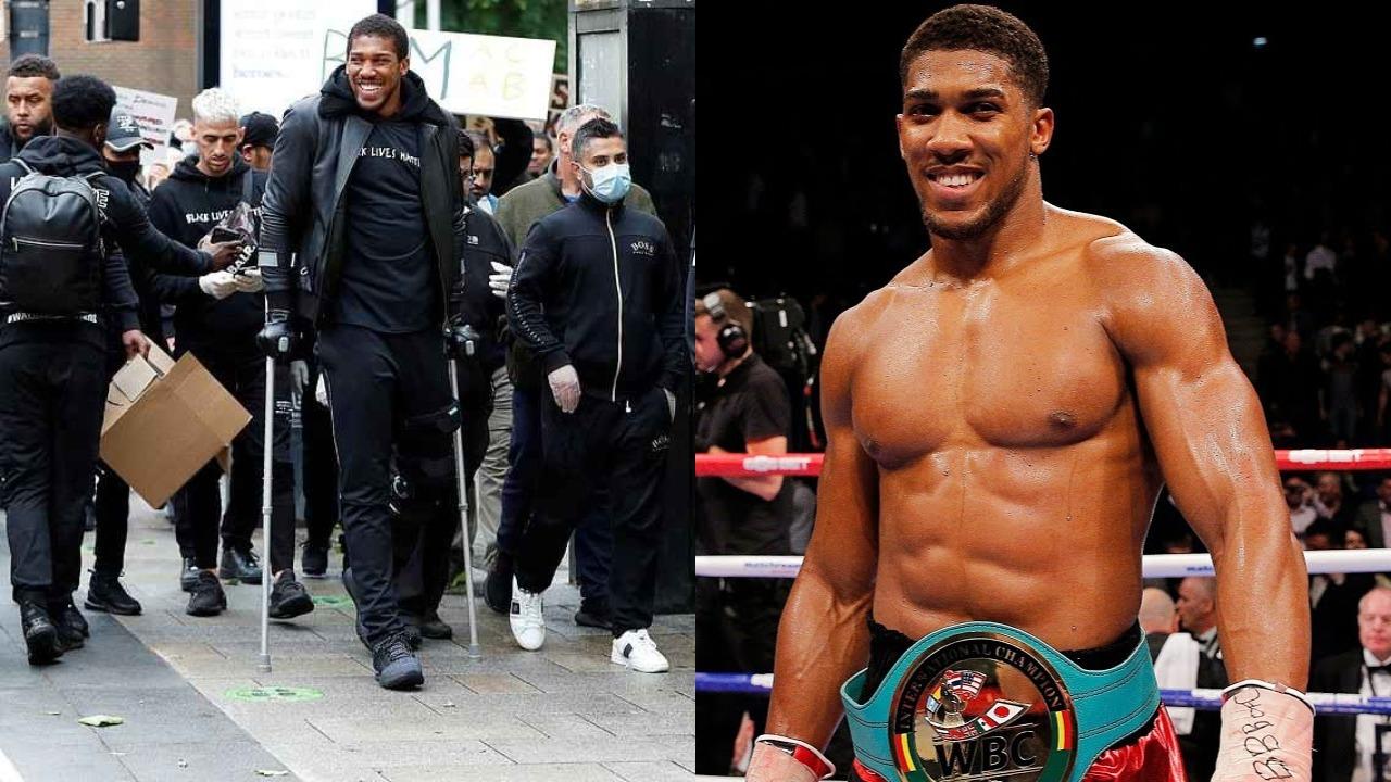 Anthony Joshua cũng chống nạng đi biểu tình
