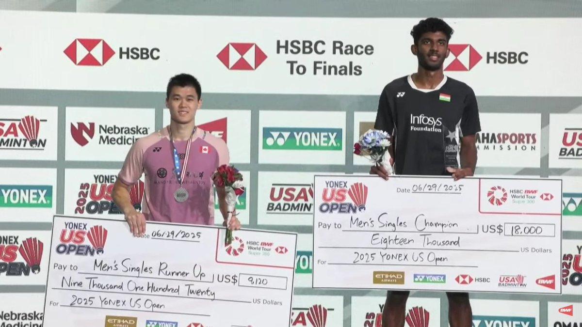 Ayush Shetty vô địch giải cầu lông US Open 2025 với chiến thắng vang dội trước Brian Yang