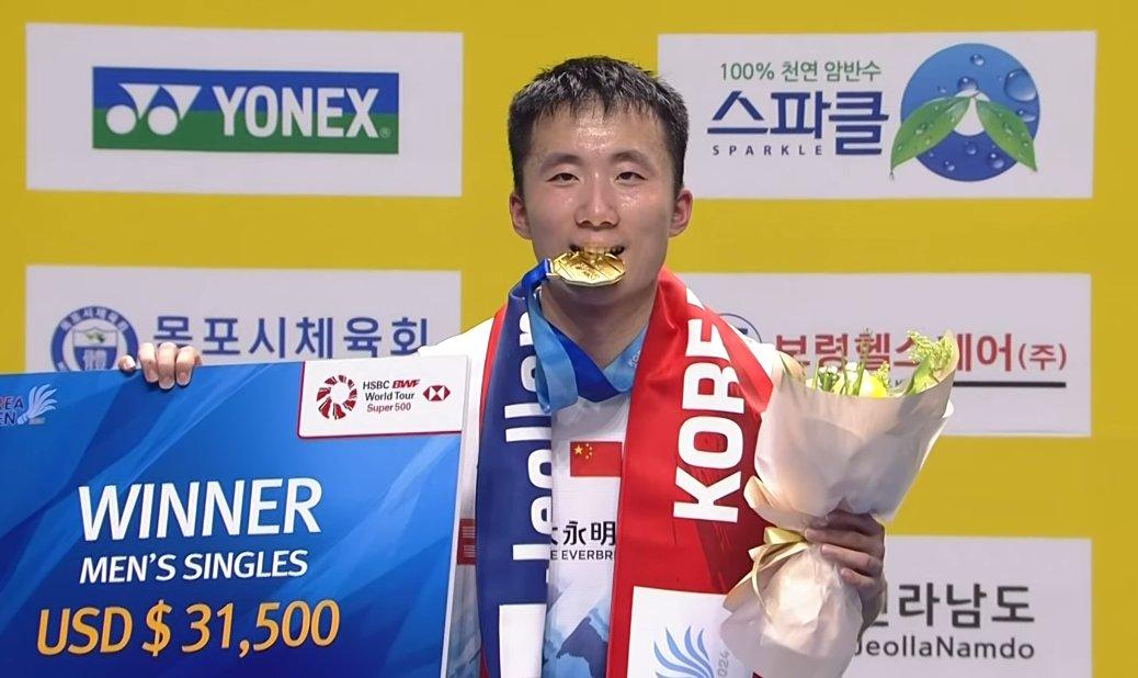 Lu Guangzu chấm dứt "cơn khát" danh hiệu ở giải cầu lông Korea Open 2024