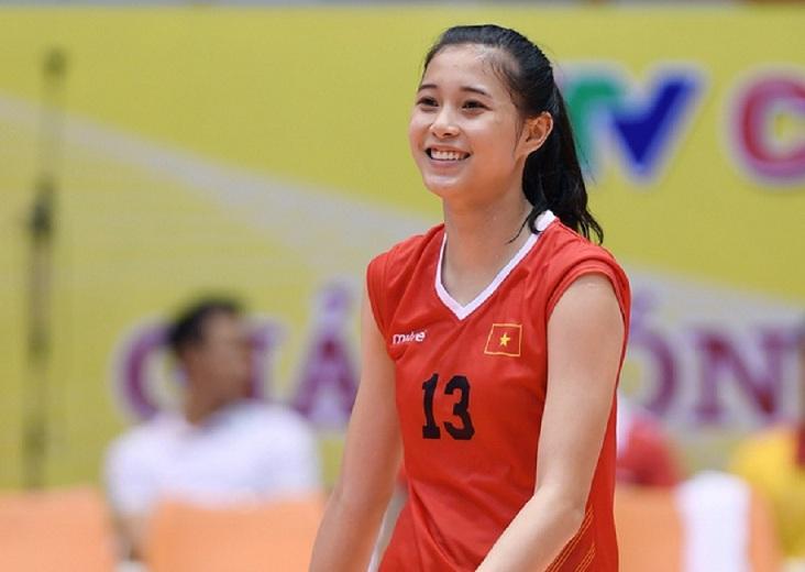 Chuyền hai của Thông tin Liên Việt PostBank - Thu Huyền, xinh đẹp trong màu áo đấu