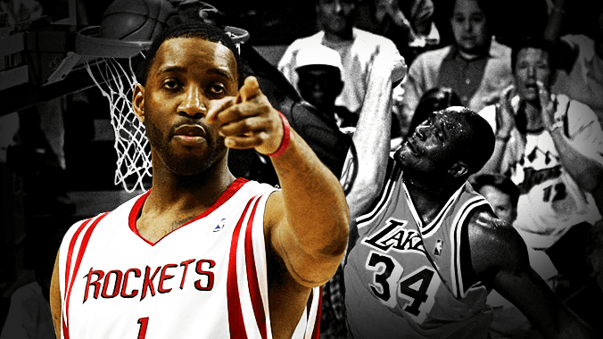 Điều gì đã xảy ra với huyền thoại Tracy McGrady khi cố ngăn cản O'Neal úp rổ?